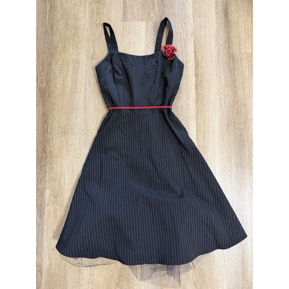 Ruby Rox Black And White Pinstripe Dress Y2K Rockabilly Style Size 5